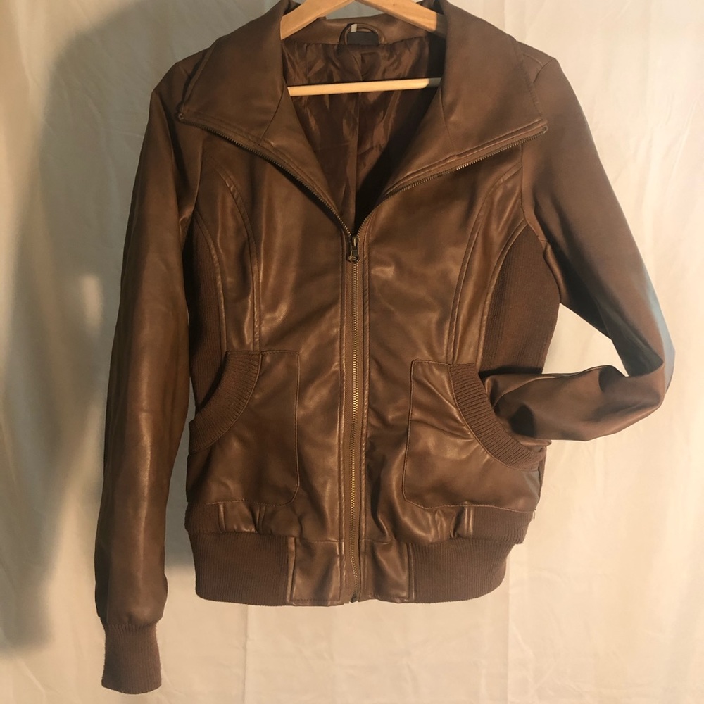 Sparkle and Fade faux leather bomber jacket